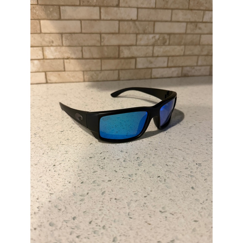 Costa Del Mar Fantail Sunglasses Matte Black Frame Blue Mirror 580P Polarized
